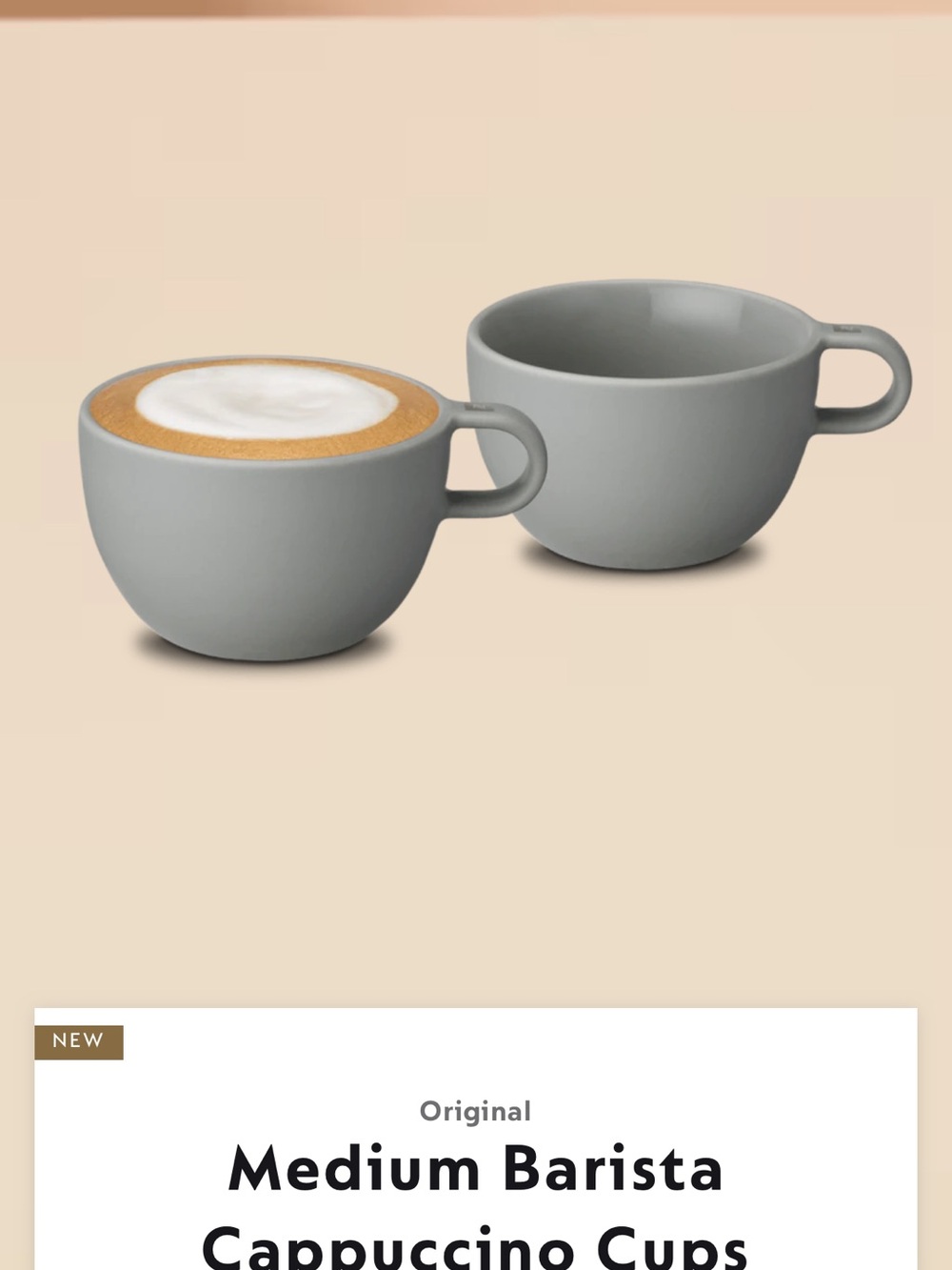 Nespresso Barista Medium Cappuccino Cups - Matte Gray (Set of 2)
